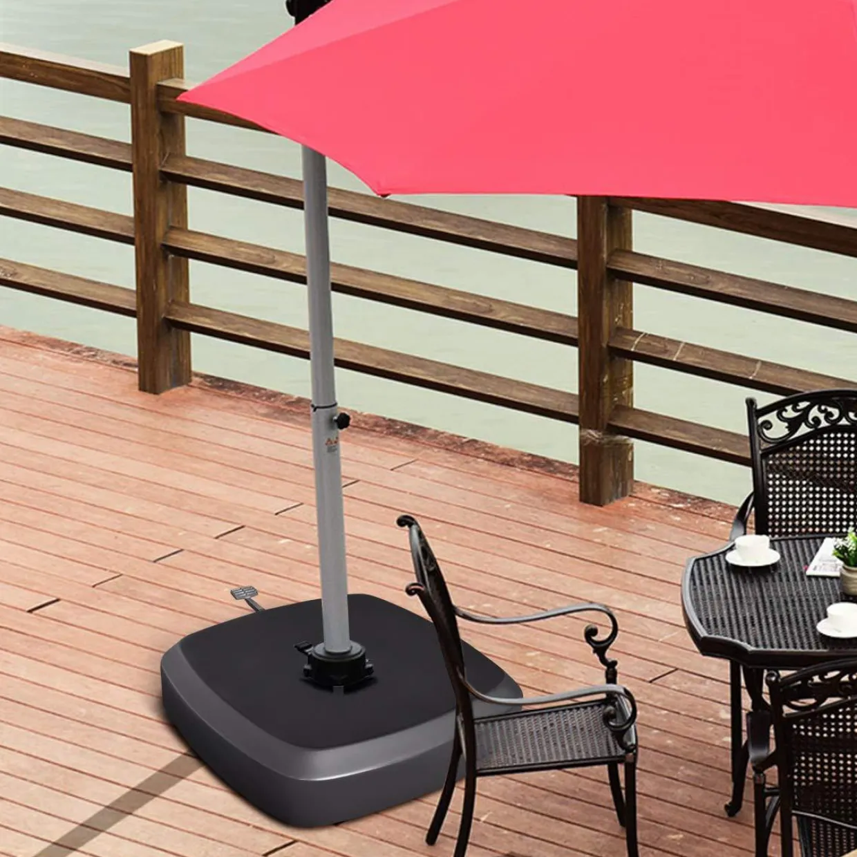 Tangkula Patio Cantilever Offset Umbrella Base with Wheels, Up to 330 lbs, Water/Sand Filled Weight Outdoor Umbrella Base
