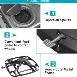 Tangkula Patio Cantilever Offset Umbrella Base with Wheels, Up to 330 lbs, Water/Sand Filled Weight Outdoor Umbrella Base
