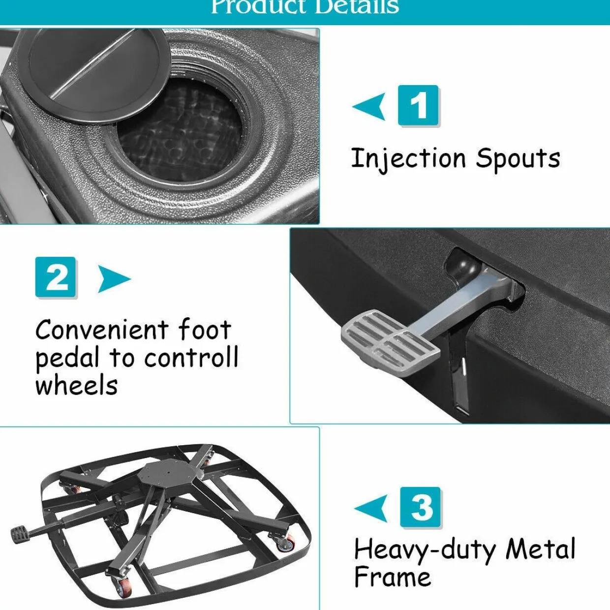 Tangkula Patio Cantilever Offset Umbrella Base with Wheels, Up to 330 lbs, Water/Sand Filled Weight Outdoor Umbrella Base