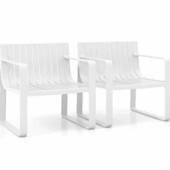 Tangkula Patio Chairs Set of 2/4, Weather-Resistant Plastic Outdoor Armchairs