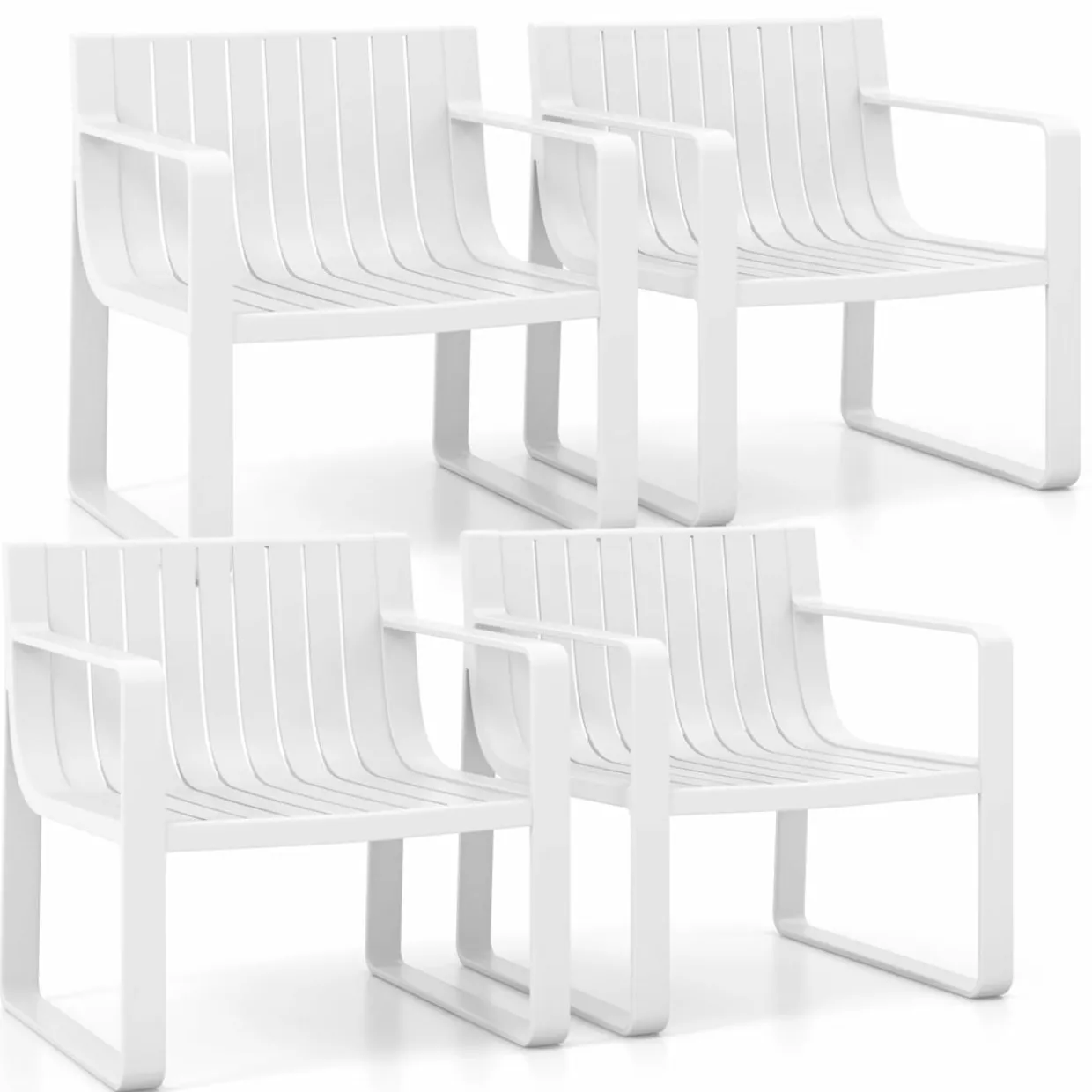 Tangkula Patio Chairs Set of 2/4, Weather-Resistant Plastic Outdoor Armchairs
