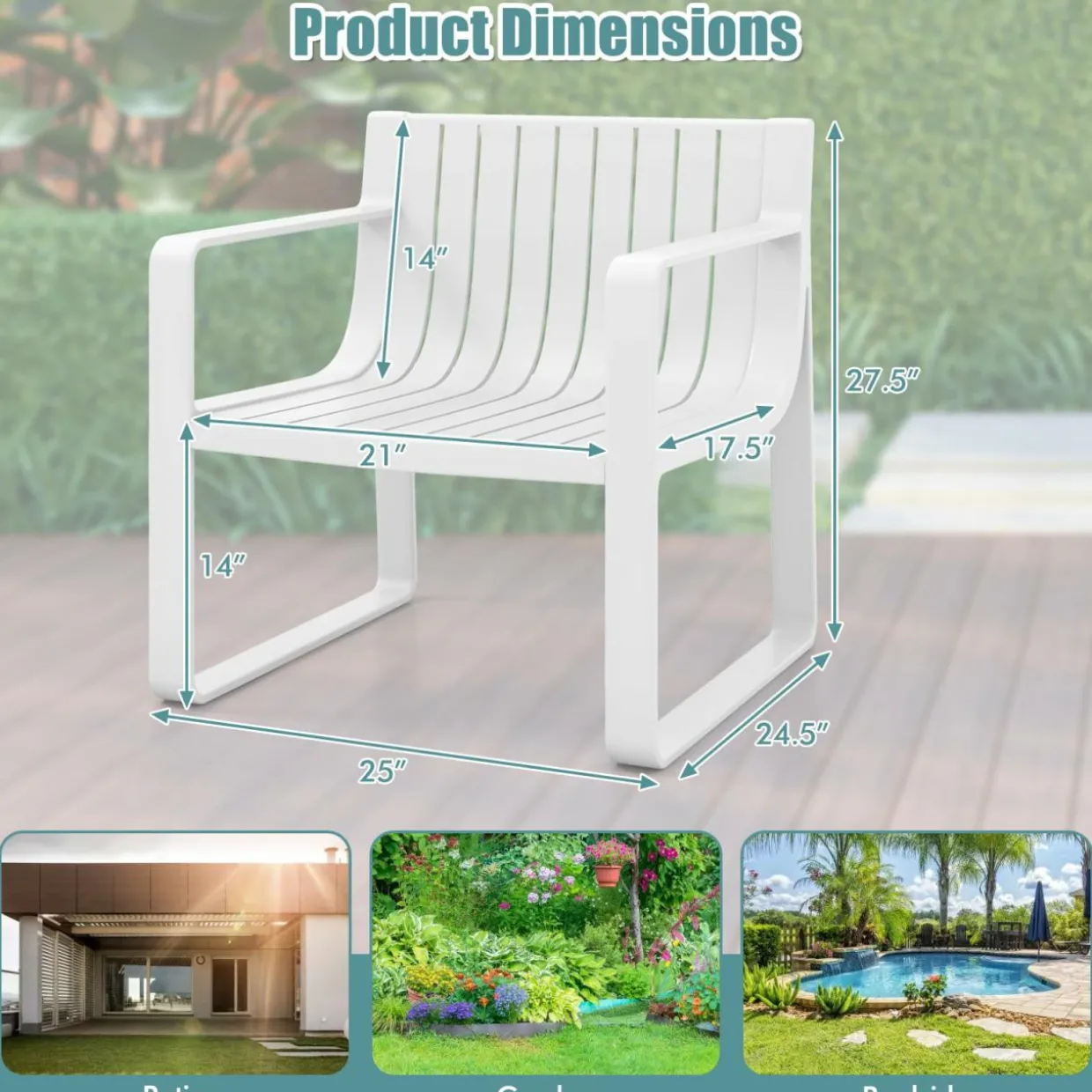 Tangkula Patio Chairs Set of 2/4, Weather-Resistant Plastic Outdoor Armchairs