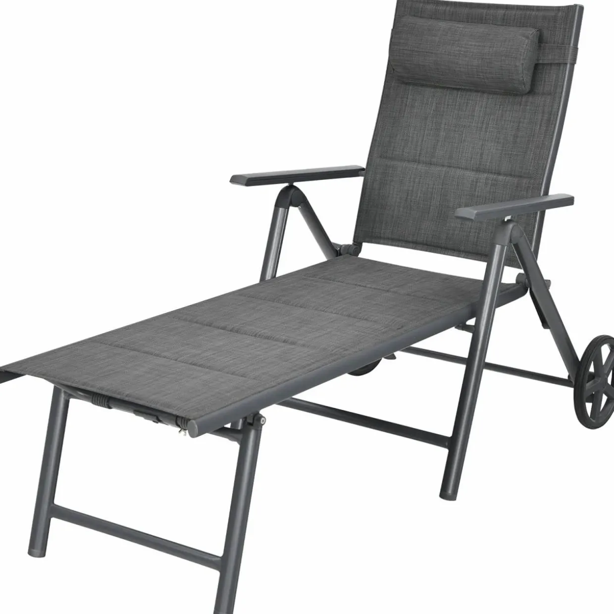 Tangkula Patio Chaise Lounge W/Wheels, Outdoor Folding Padded Lounge Chair W/ 7-Position Backrest, Removable Headrest