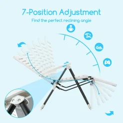 Tangkula Patio Chaise Lounge Chair, Folding Chaise Lounge Outdoor with 7-Position Backrest & Adjustable Footrest