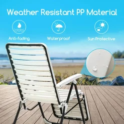 Tangkula Patio Chaise Lounge Chair, Folding Chaise Lounge Outdoor with 7-Position Backrest & Adjustable Footrest