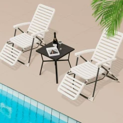 Tangkula Patio Chaise Lounge Chair, Folding Chaise Lounge Outdoor with 7-Position Backrest & Adjustable Footrest