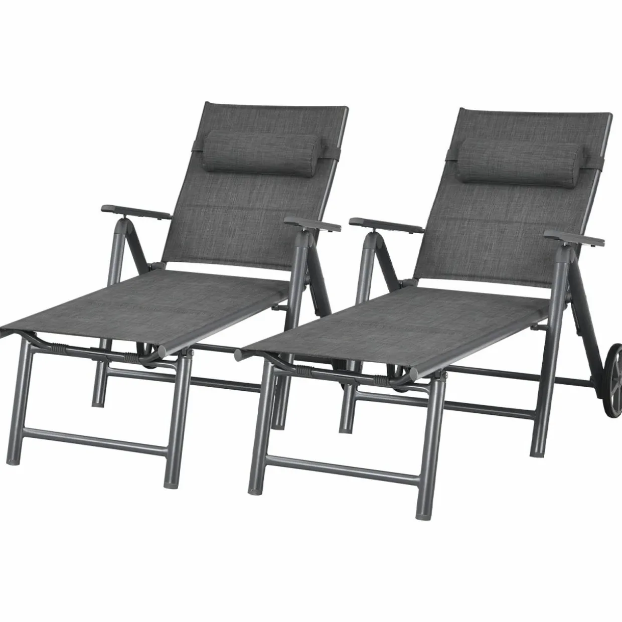 Tangkula Patio Chaise Lounge W/Wheels, Outdoor Folding Padded Lounge Chair W/ 7-Position Backrest, Removable Headrest