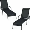 Tangkula Patio Chaise, Set of 2, Back Adjustable Weatherproof Recliner Outdoor Lounger Chair