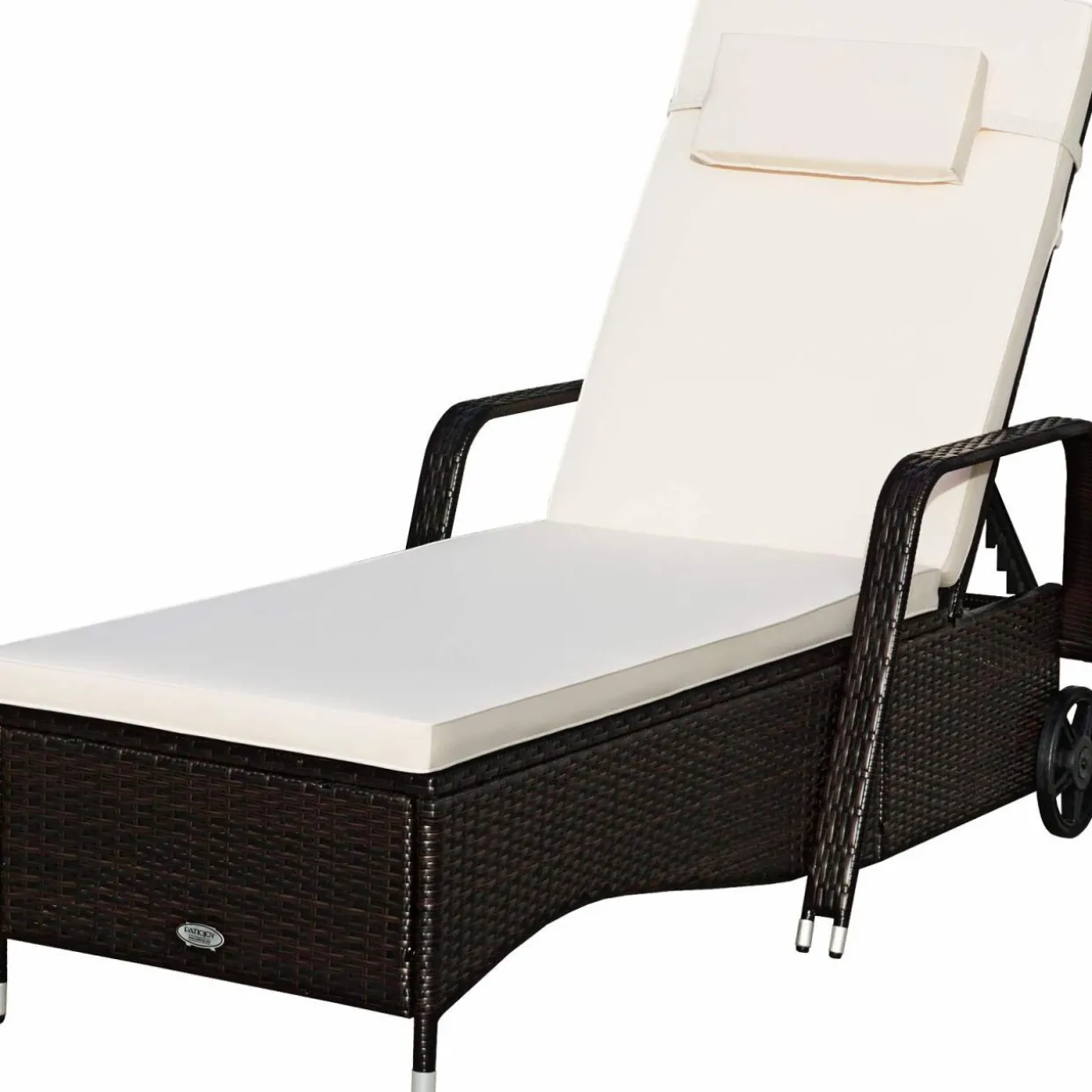 Tangkula Patio Chaise with Wheels, 6 Positions Adjustable Outdoor Lounger Chair with Steel Frame