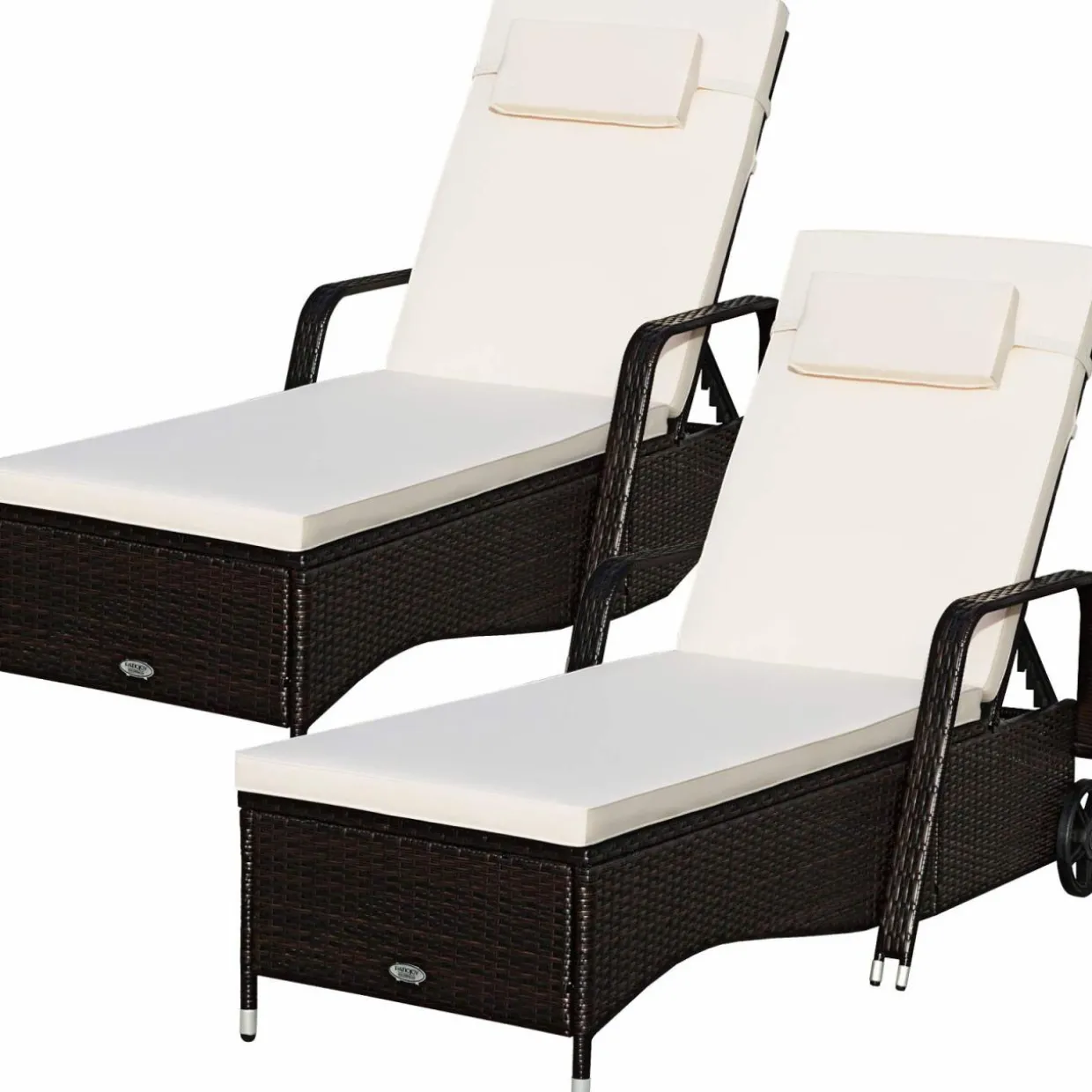 Tangkula Patio Chaise with Wheels, 6 Positions Adjustable Outdoor Lounger Chair with Steel Frame