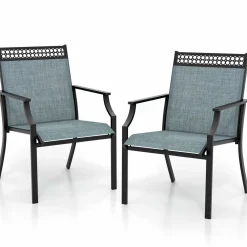 Tangkula Patio Dining Chairs Set of 2/4, All Weather Outdoor Chairs with High Back, Armrests