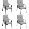 Tangkula Patio Dining Chair Set of 4, 4-Piece Stackable Upholstered Leisure Chair with Armrests