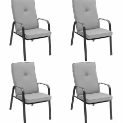Tangkula Patio Dining Chair Set of 4, 4-Piece Stackable Upholstered Leisure Chair with Armrests