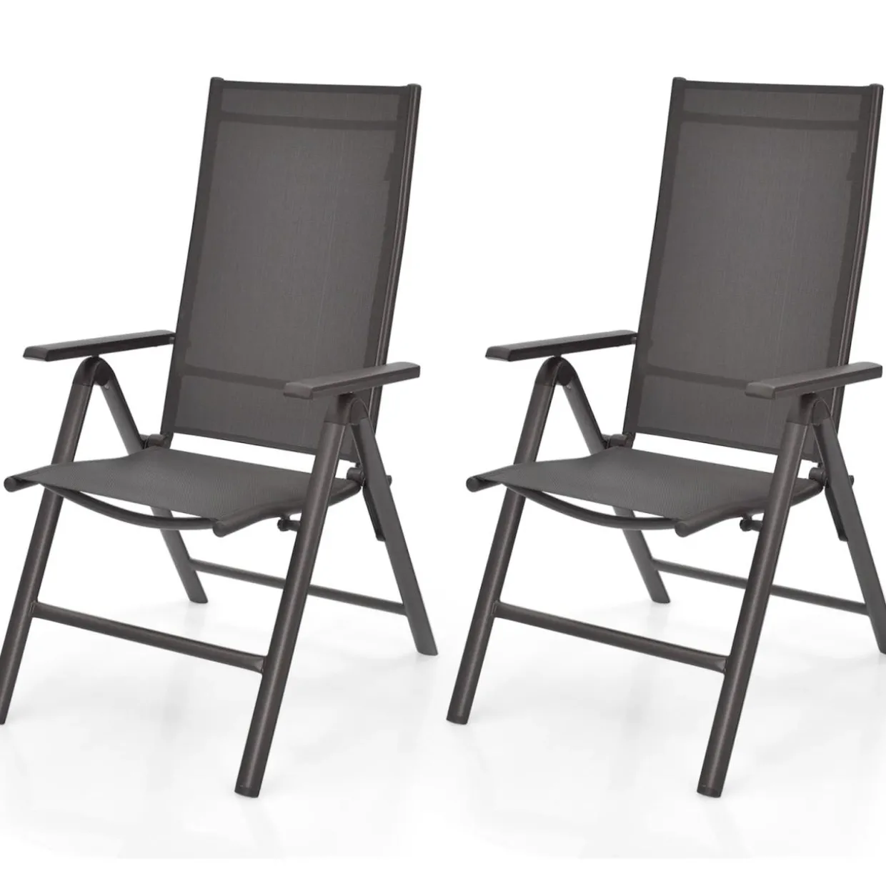 Tangkula Patio Dining Chairs, No Assembly Needs, Portable Folding Patio Chairs with 7-Position Adjustable Backrest and Aluminium Frame