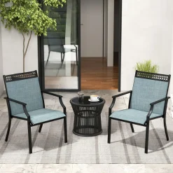 Tangkula Patio Dining Chairs Set of 2/4, All Weather Outdoor Chairs with High Back, Armrests