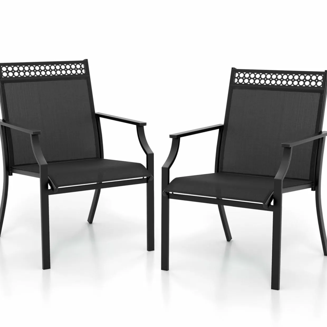 Tangkula Patio Dining Chairs Set of 2/4, All Weather Outdoor Chairs with High Back, Armrests