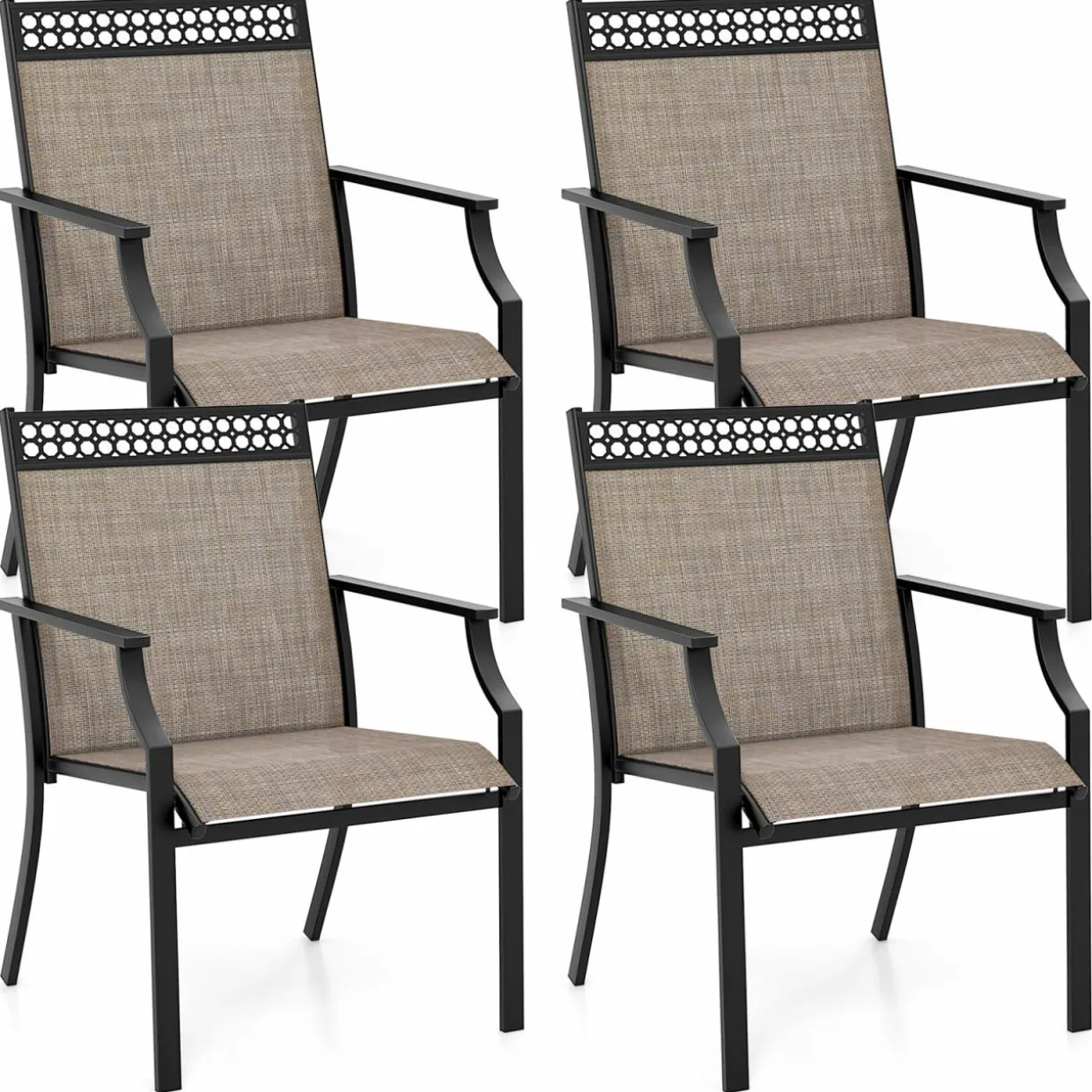 Tangkula Patio Dining Chairs Set of 2/4, All Weather Outdoor Chairs with High Back, Armrests