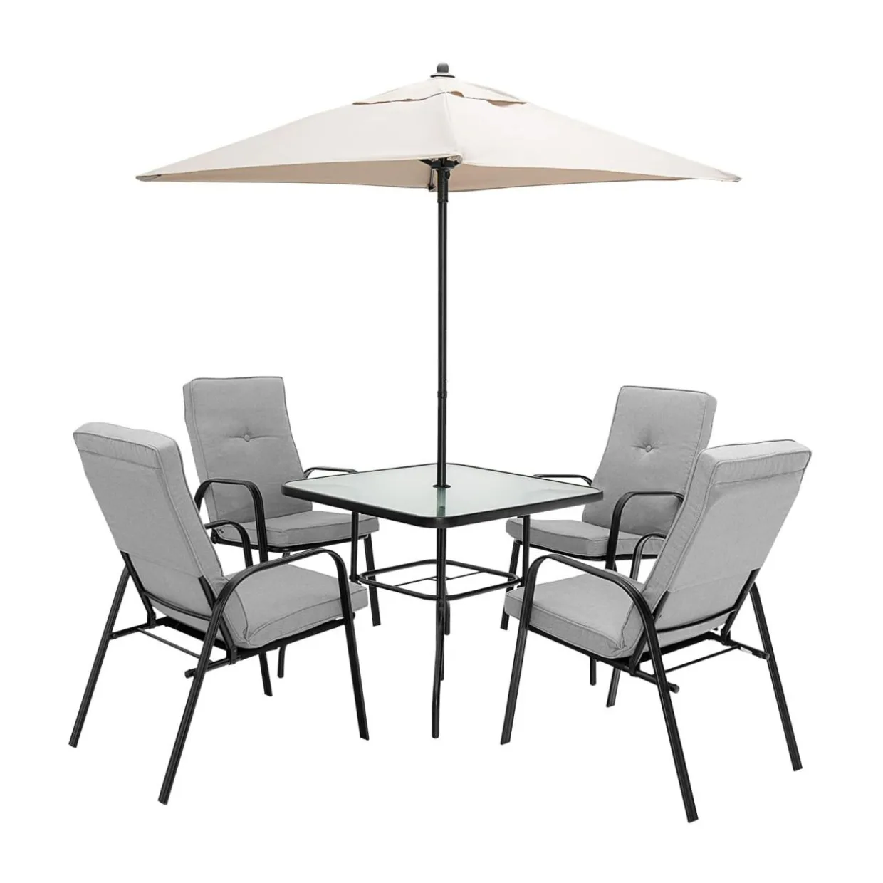 Tangkula Patio Dining Chair Set of 4, 4-Piece Stackable Upholstered Leisure Chair with Armrests