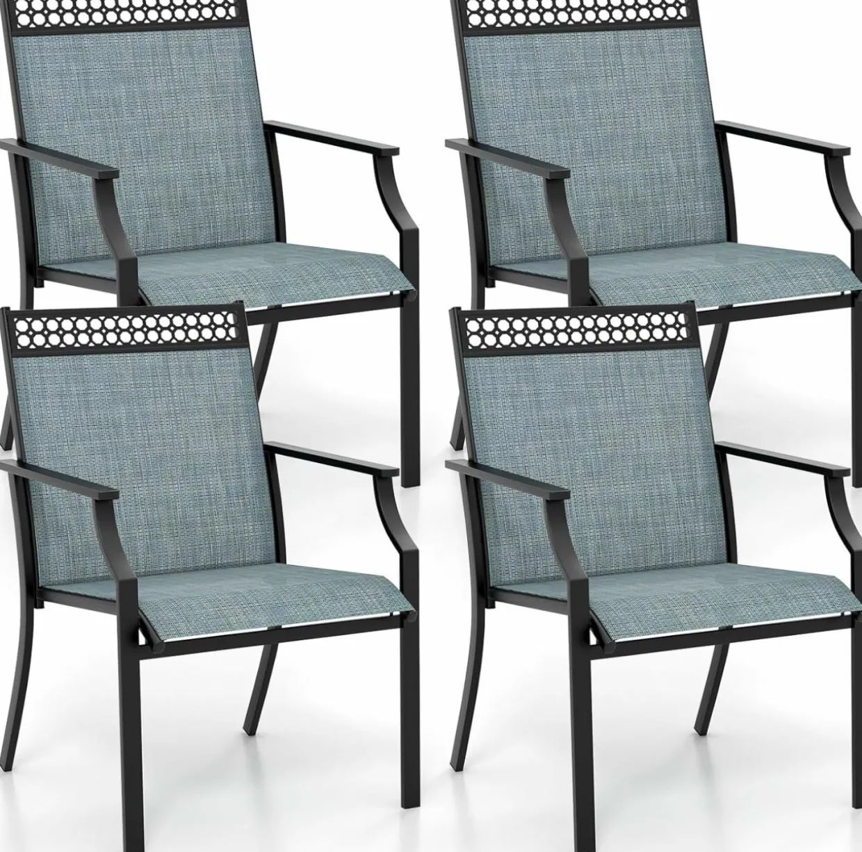 Tangkula Patio Dining Chairs Set of 2/4, All Weather Outdoor Chairs with High Back, Armrests