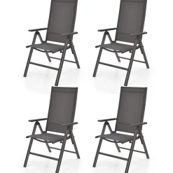 Tangkula Patio Dining Chairs, No Assembly Needs, Portable Folding Patio Chairs with 7-Position Adjustable Backrest and Aluminium Frame
