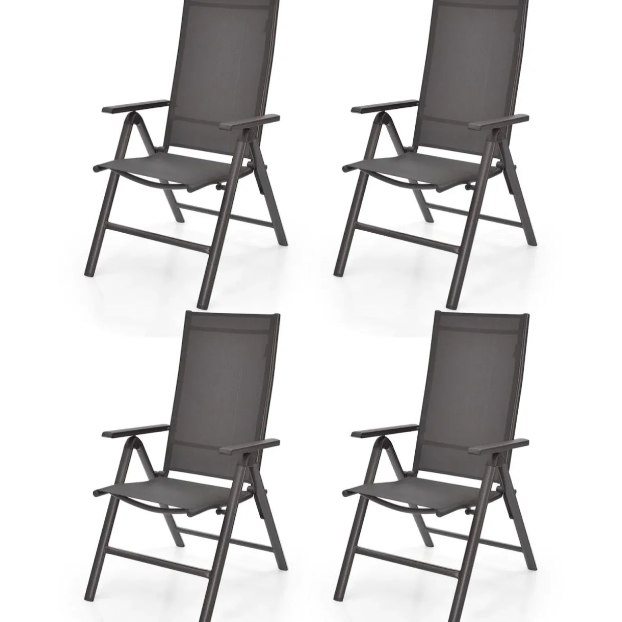 Tangkula Patio Dining Chairs, No Assembly Needs, Portable Folding Patio Chairs with 7-Position Adjustable Backrest and Aluminium Frame
