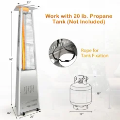 Tangkula Patio Propane Heater, 42,000 BTU Pyramid Outdoor Heater with Tip-Over and Flameout Protection