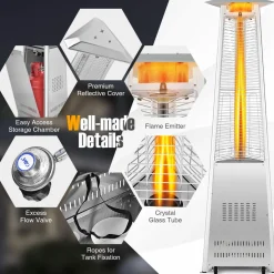 Tangkula Patio Propane Heater, 42,000 BTU Pyramid Outdoor Heater with Tip-Over and Flameout Protection