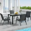 Tangkula Patio Rattan Chairs Set of 4, Stackable Dining Chair Set with Wicker Woven Backrest & Seat