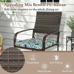 Tangkula Patio Rattan Chairs Set of 4, Outdoor Armchairs w/Wicker Back & Soft Cushions