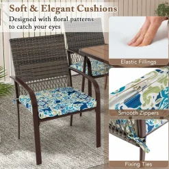 Tangkula Patio Rattan Chairs Set of 4, Outdoor Armchairs w/Wicker Back & Soft Cushions