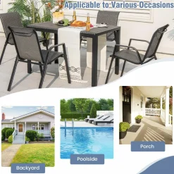 Tangkula Patio Rattan Chairs Set of 4, Stackable Dining Chair Set with Wicker Woven Backrest & Seat