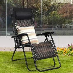 Tangkula Patio Rattan Zero Gravity Lounge Chair