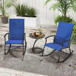 Tangkula Patio Rocking Chairs Set of 2/4, Outdoor Rocking Chair with Smooth & Safe Rocking Motion, Ergonomic Backrest