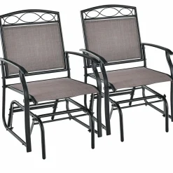 Tangkula Patio Swing Glider Chairs Set of 2, Outdoor Metal Glider Armchairs