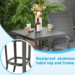Tangkula Patio Swivel Bar Chairs Set of 2, Aluminum 360 Swiveling Bar Height Chair with 4D Air Fiber Cushion