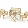 Tangkula Patio Table and Chair Set for 4, Outdoor Wood Conversation Set, Suitable for Backyard, Garden, Porch