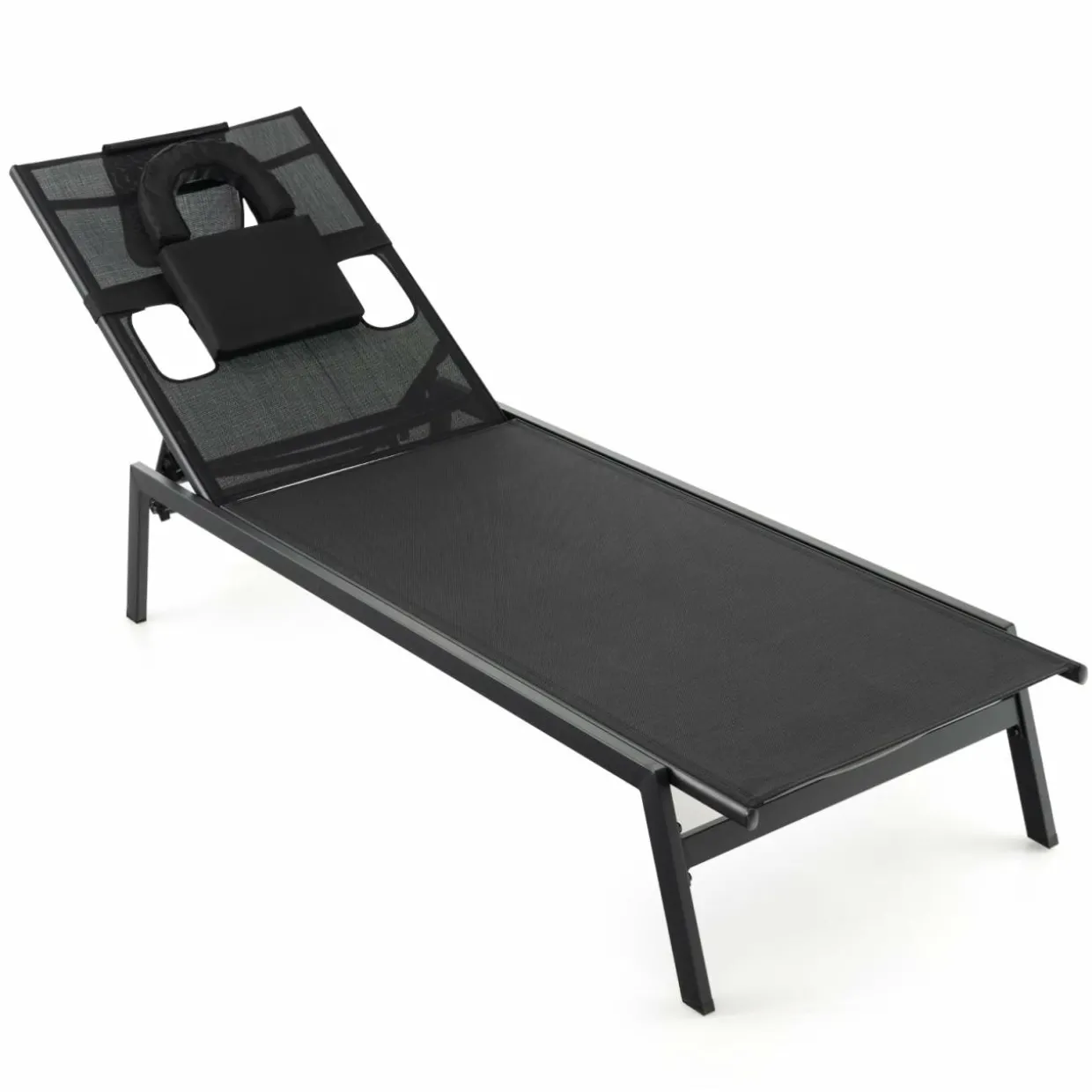 Tangkula Patio Tanning Lounge Chair with Face Hole and Side Holes
