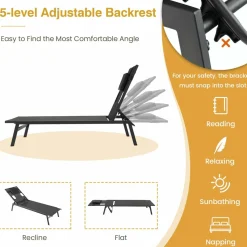 Tangkula Patio Tanning Lounge Chair with Face Hole and Side Holes