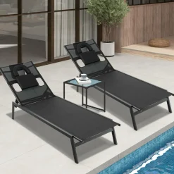 Tangkula Patio Tanning Lounge Chair with Face Hole and Side Holes