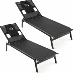 Tangkula Patio Tanning Lounge Chair with Face Hole and Side Holes