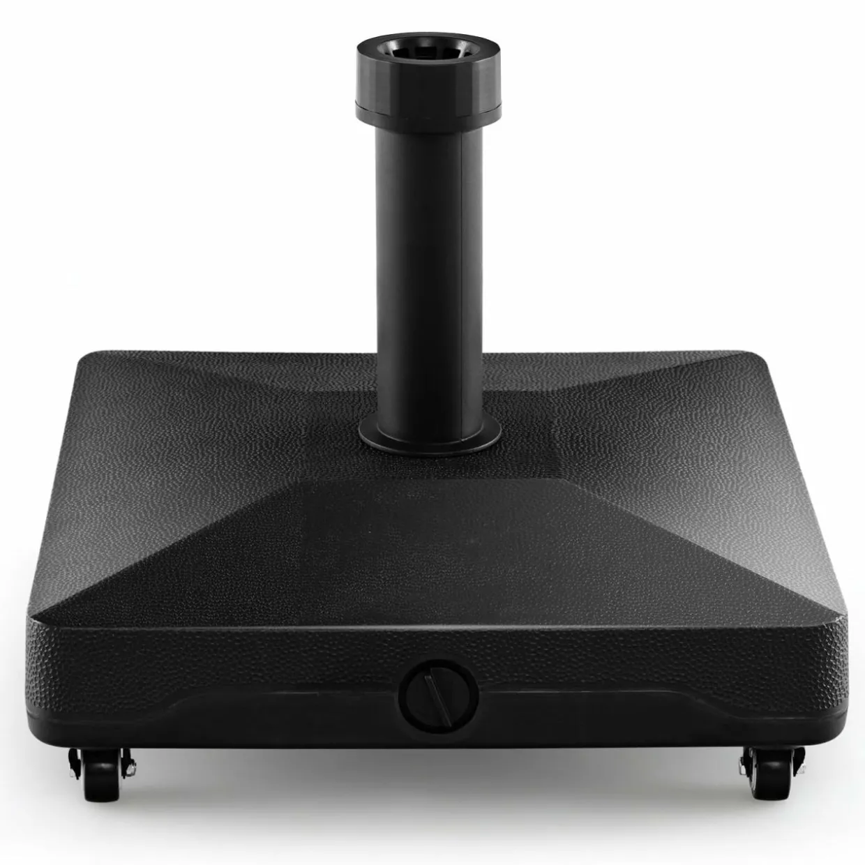 Tangkula Patio Umbrella Base, Heavy-Duty 54 lbs Market Stand w/4 Universal Wheels, 2 Receivers, Square Pole Stand