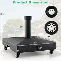 Tangkula Patio Umbrella Base, Heavy-Duty 54 lbs Market Stand w/4 Universal Wheels, 2 Receivers, Square Pole Stand