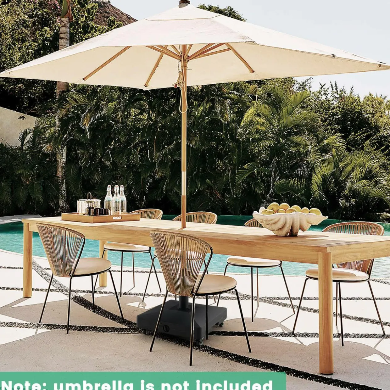 Tangkula Patio Umbrella Base, Heavy-Duty 54 lbs Market Stand w/4 Universal Wheels, 2 Receivers, Square Pole Stand