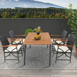 Tangkula Patio Wicker Chair Set of 2, Outdoor PE Rattan Chairs