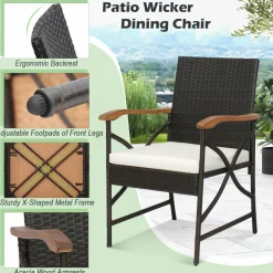 Tangkula Patio Wicker Chair Set of 2, Outdoor PE Rattan Chairs