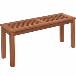 Tangkula Patio Wood Bench, 2-Person Solid Wood Bench with Slatted Seat