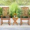 Tangkula Patio Wood Bistro Set, Outdoor 2pcs Rocking Chair & Folding Square Table Set with Slatted Seat & Tabletop