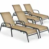 Tangkula Patiojoy Outdoor Lounge Chair with Breathable Fabric & Steel Frame