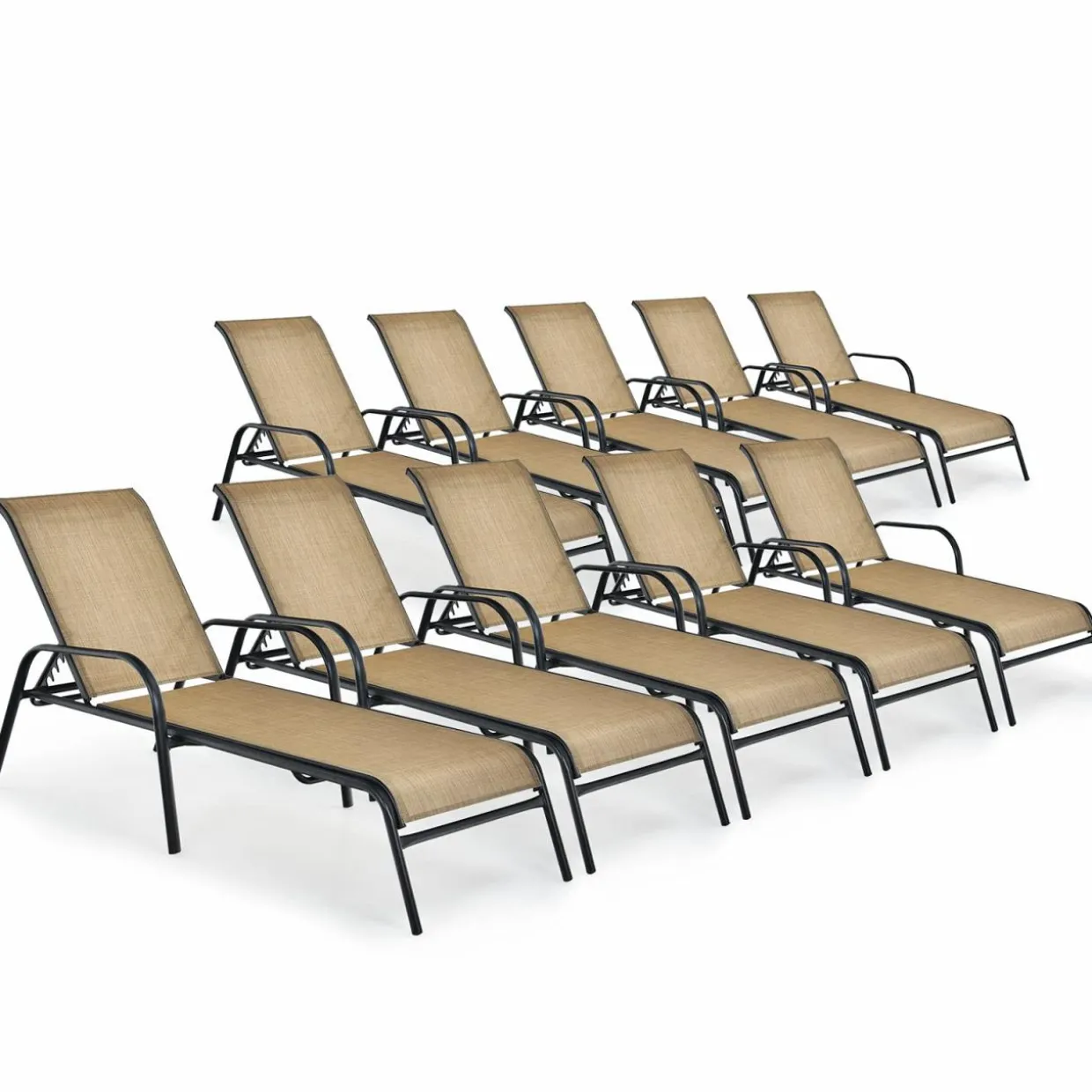 Tangkula Patiojoy Outdoor Lounge Chair with Breathable Fabric & Steel Frame