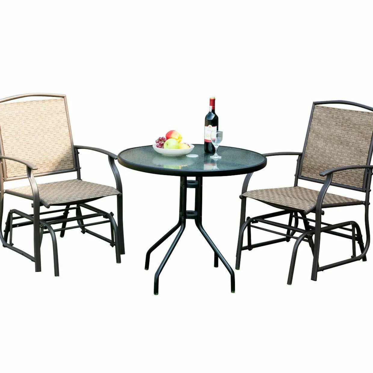 Tangkula 3PCS Bistro Set, Patio Bistro Furniture Set